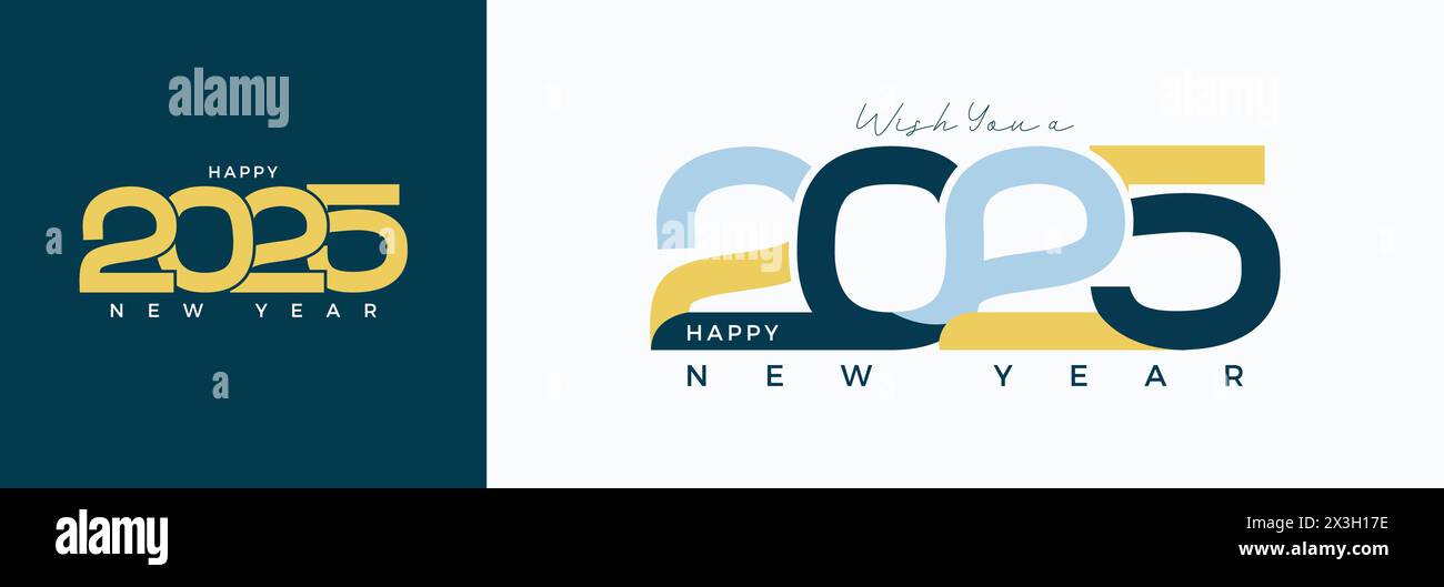 Happy new year 2025 with typography number logo. New Year 2025