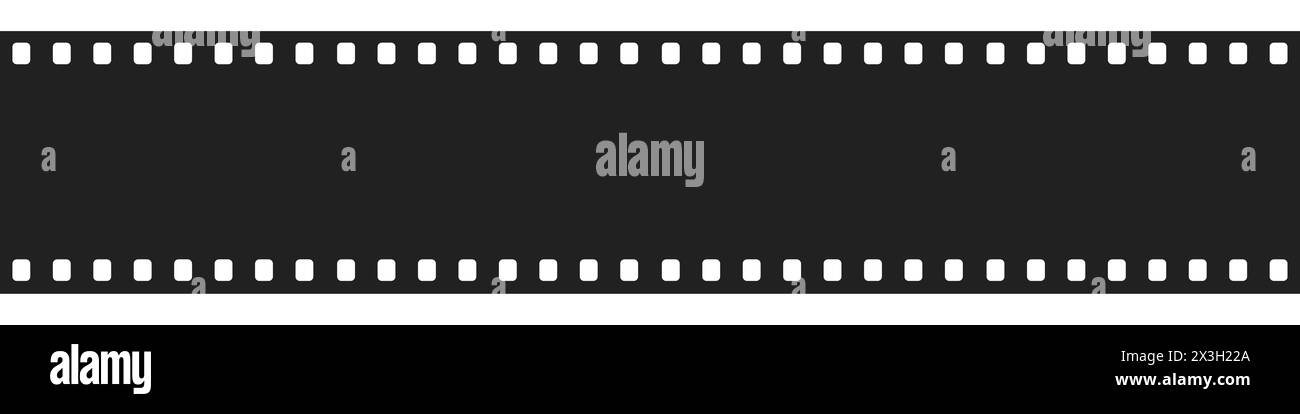 A rectangular camera accessory, a black film strip with white holes in a parallel pattern on a white background. Stock Vector
