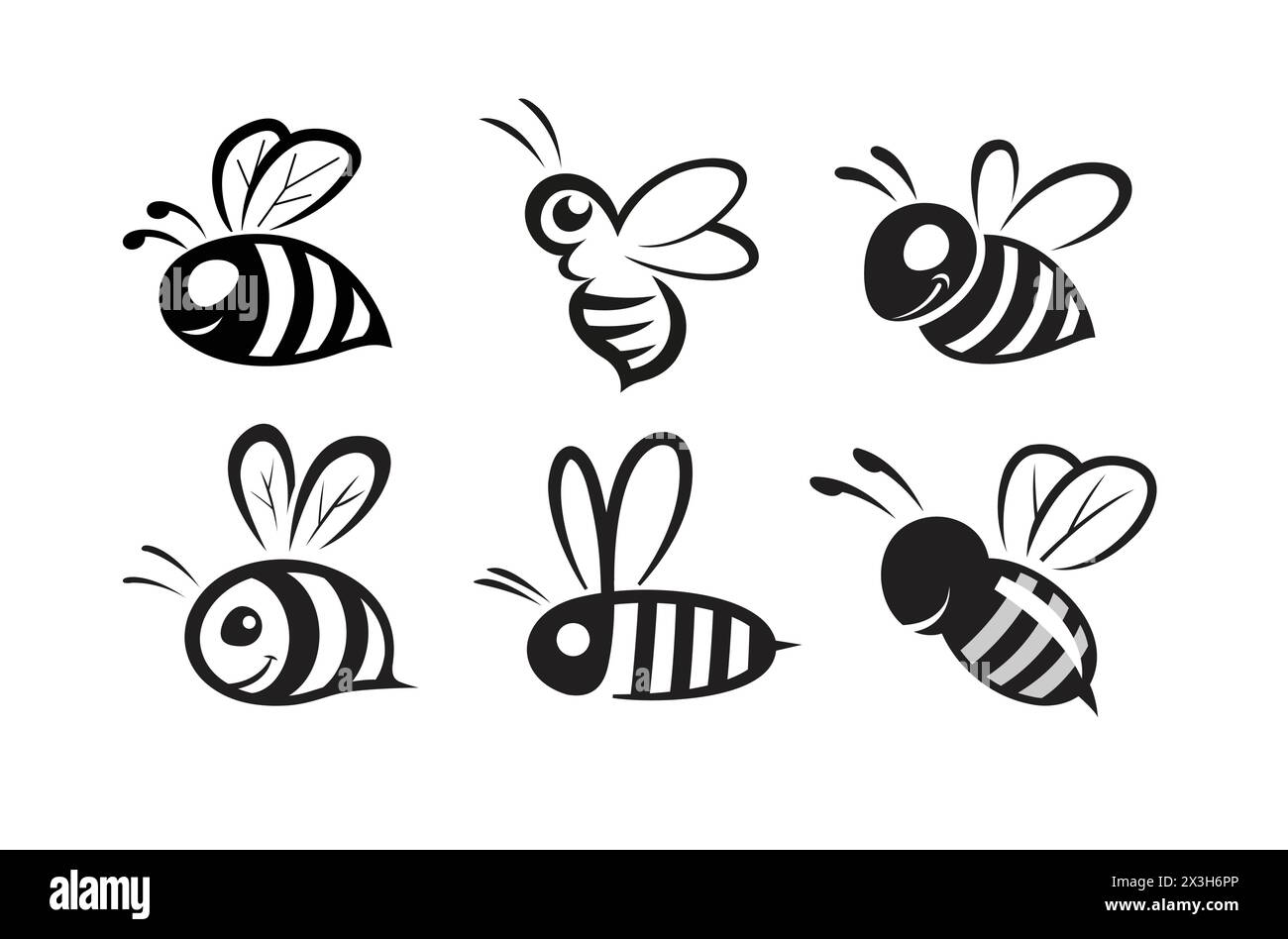 Creative cute bees collection logo vector symbol illustration Stock Vector