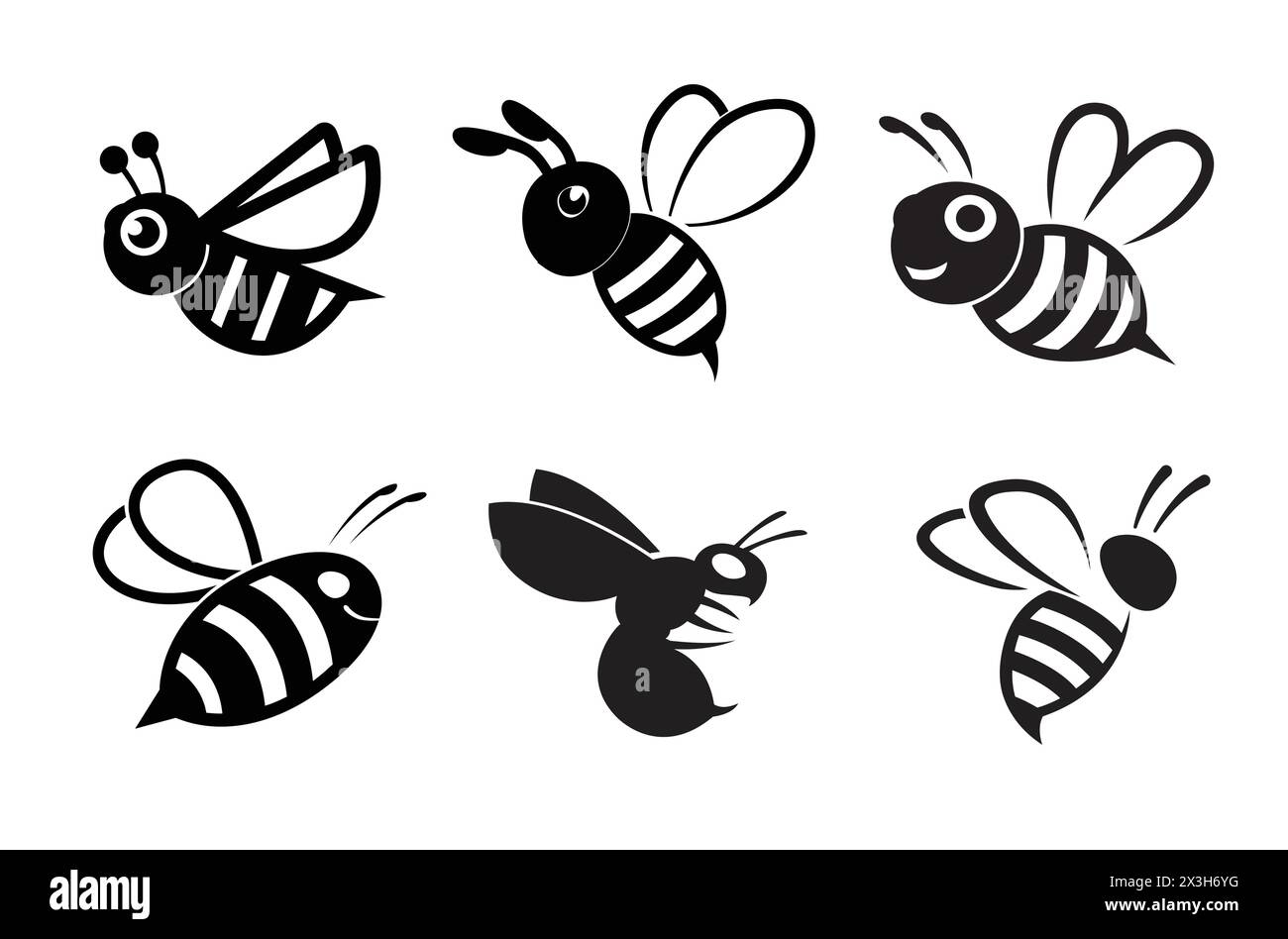 Creative cute bees collection logo vector symbol illustration Stock Vector