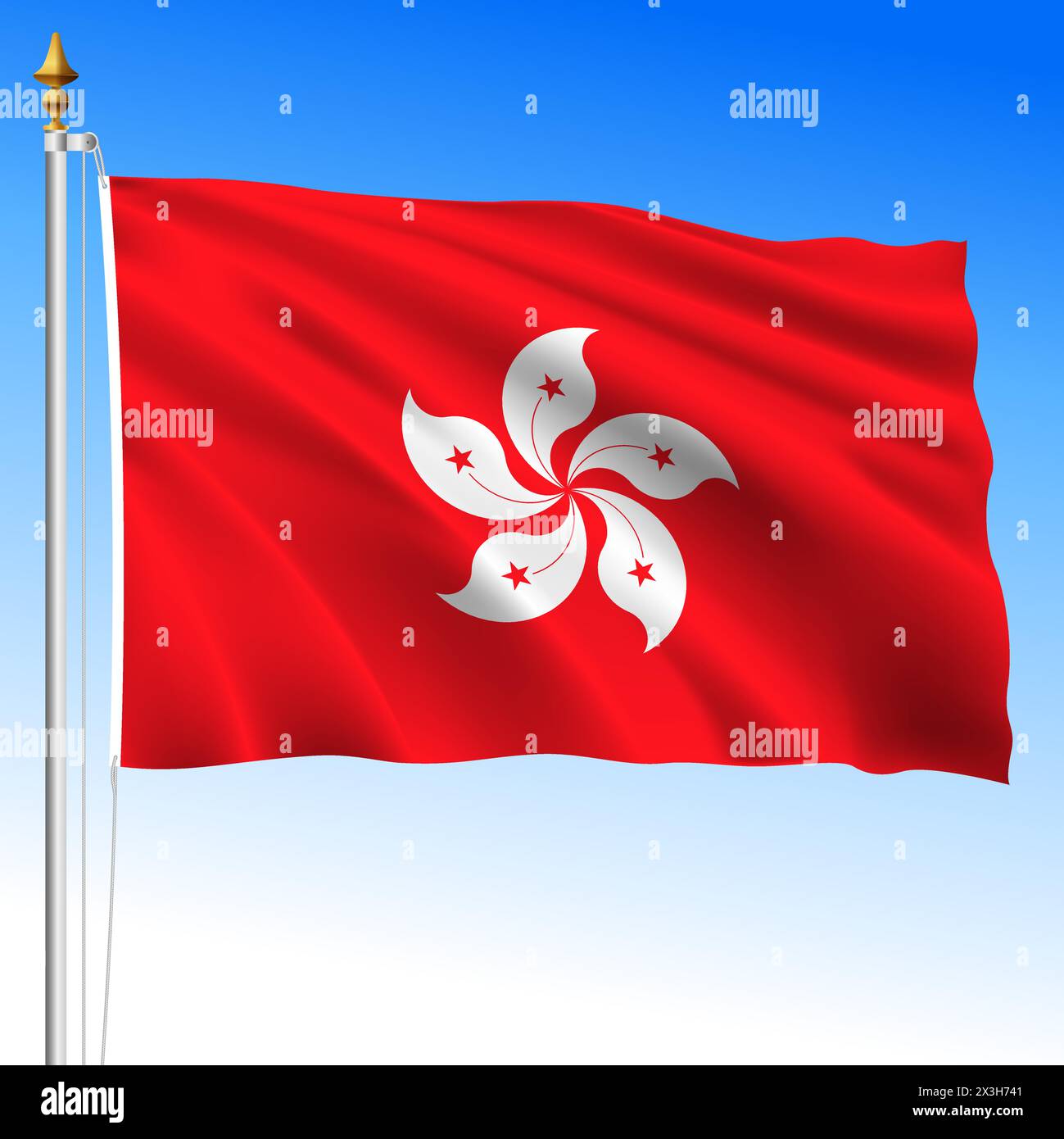 Hong Kong official national waving flag, asiatic country, vector illustration Stock Vector