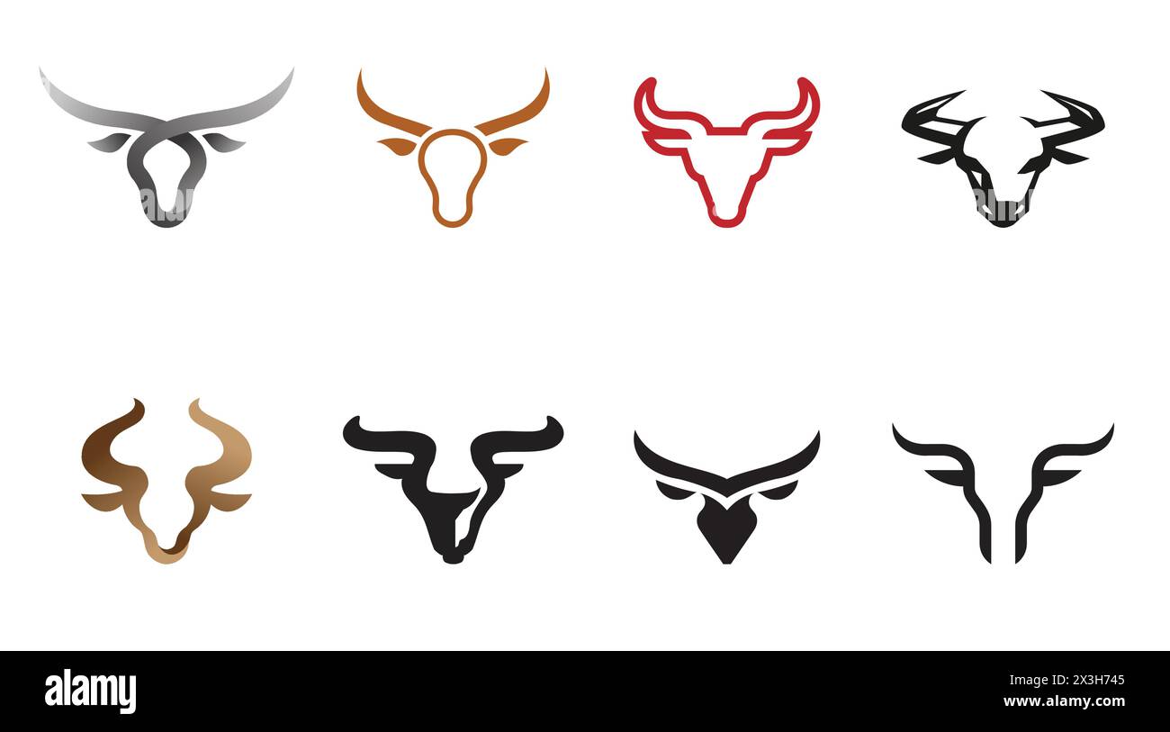 creative buffalo cow ox bull head collection vector design inspiration