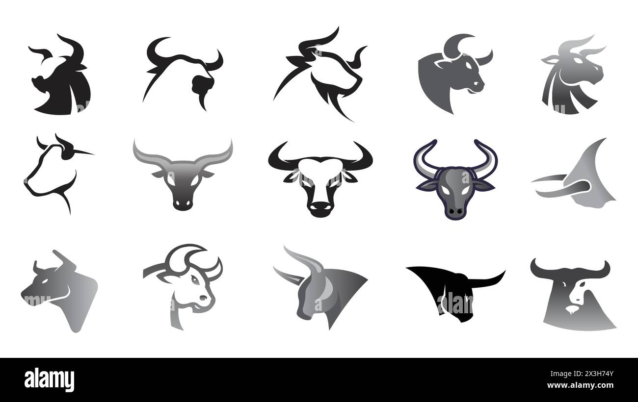 creative buffalo cow ox bull head collection vector design inspiration