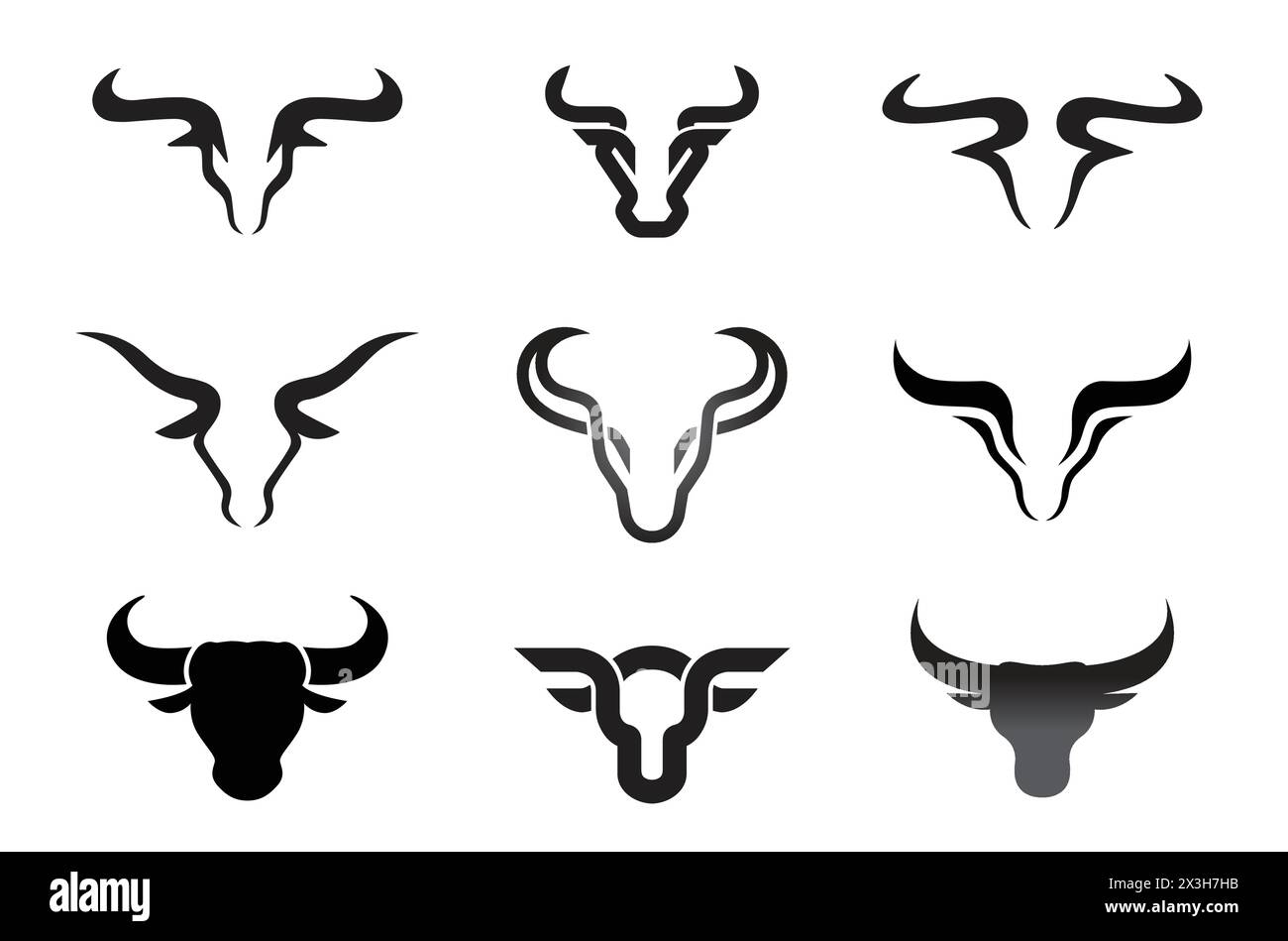 creative buffalo cow ox bull head collection vector design inspiration ...
