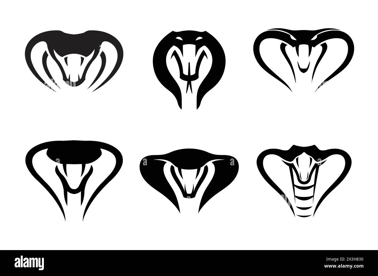 Creative Serpent Cobra Head Collection Set Logo Design Vector Symbol Illustration Stock Vector