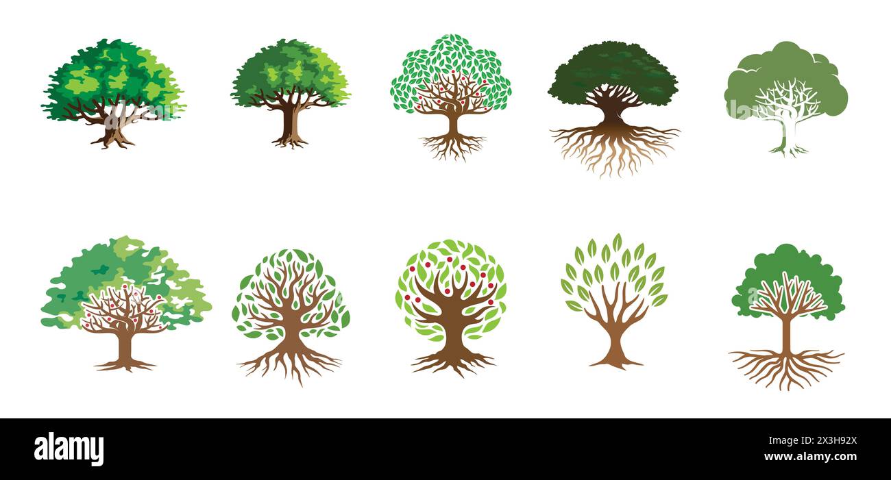 Creative Oak Trees Collection Logo Vector Icons Symbol Design ...