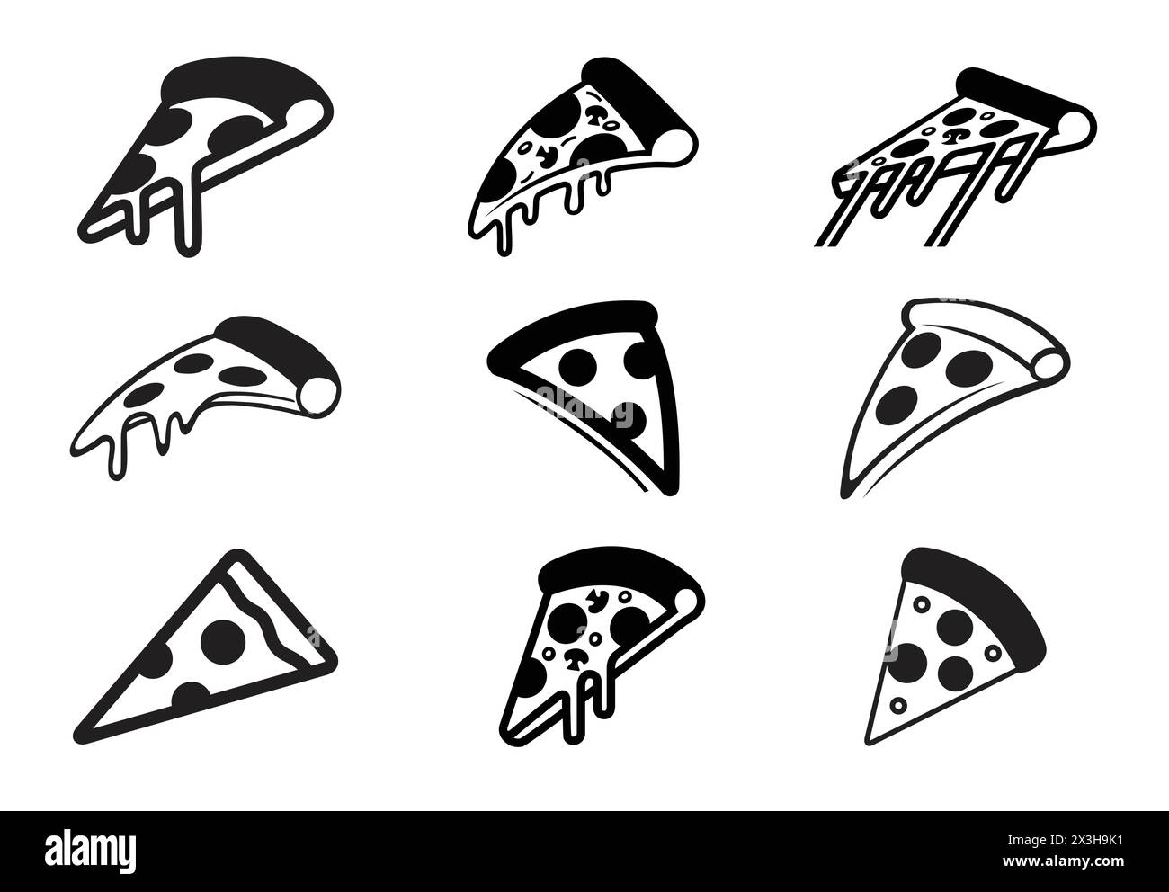 pizza slices in black collection logo vector icon symbol design illustration Stock Vector