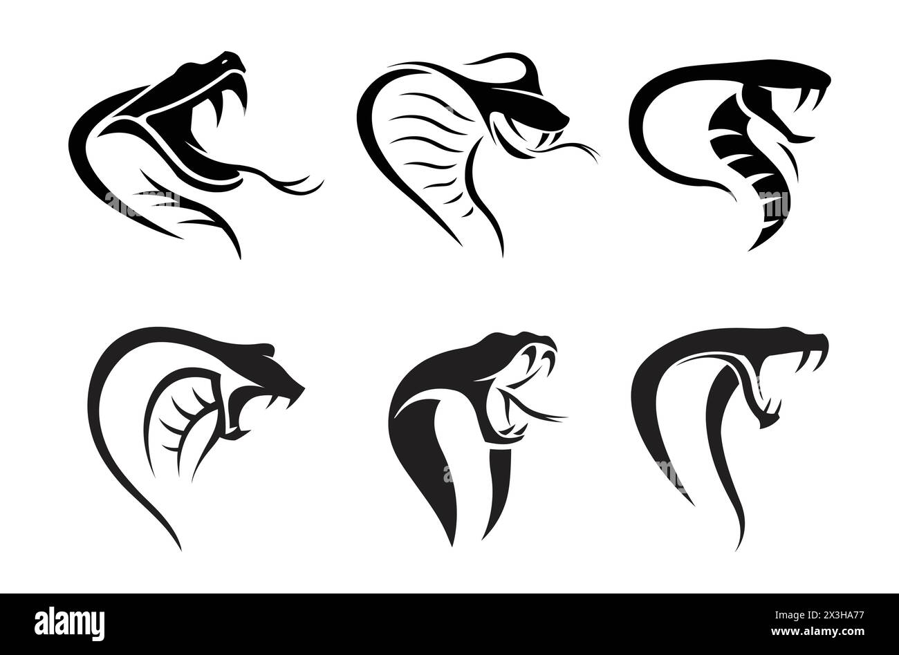 Creative Serpent Cobra Head Collection Set Logo Design Vector Symbol Illustration Stock Vector