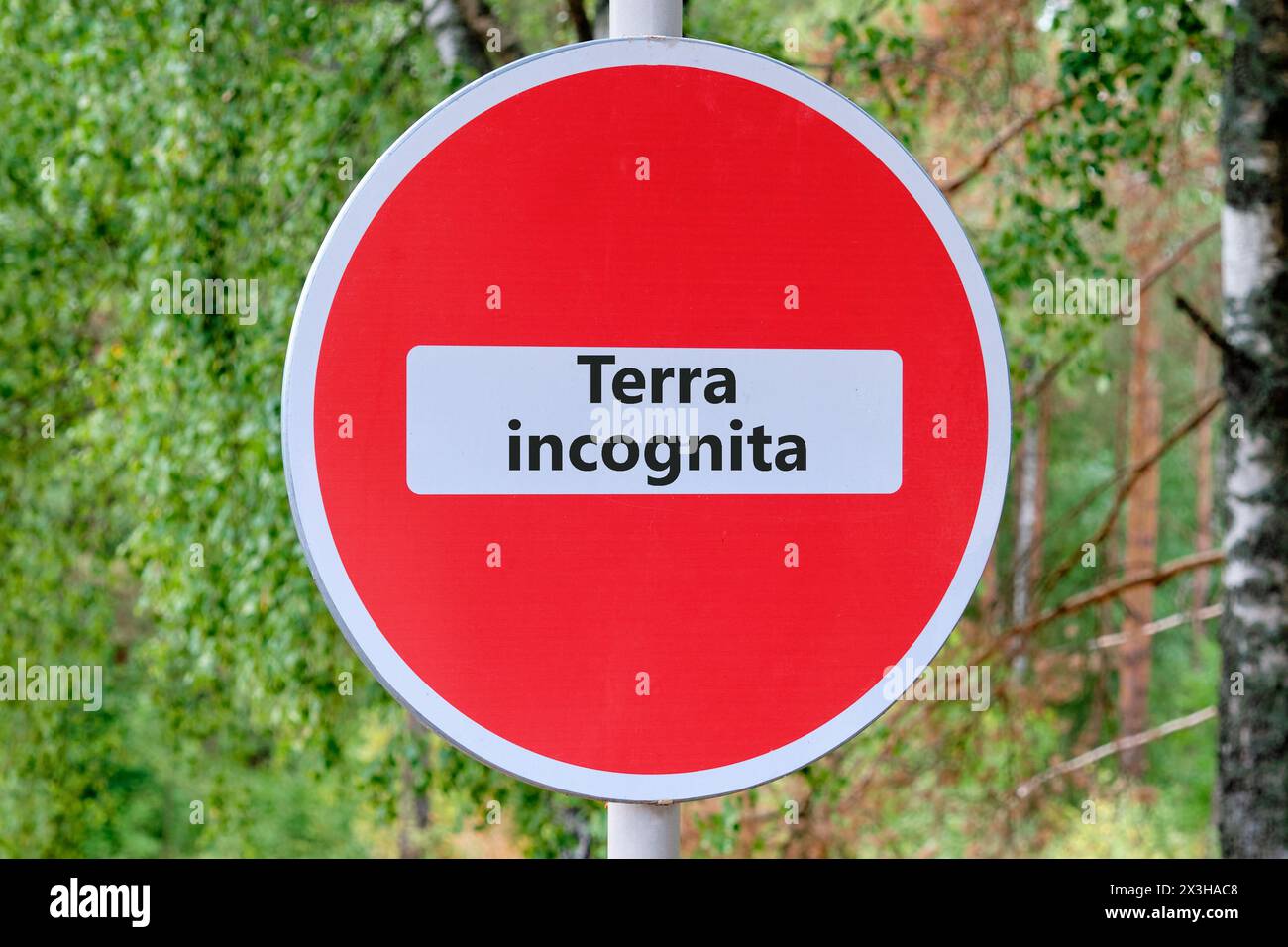 Terra incognita the phrase means unknown land on the road sign in front ...