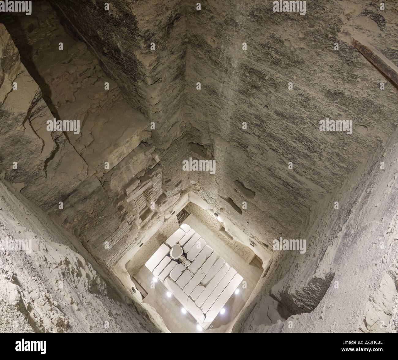 Inside the Step Pyramid of Pharaoh Djoser at Sakkara, near Cairo Egypt Stock Photo