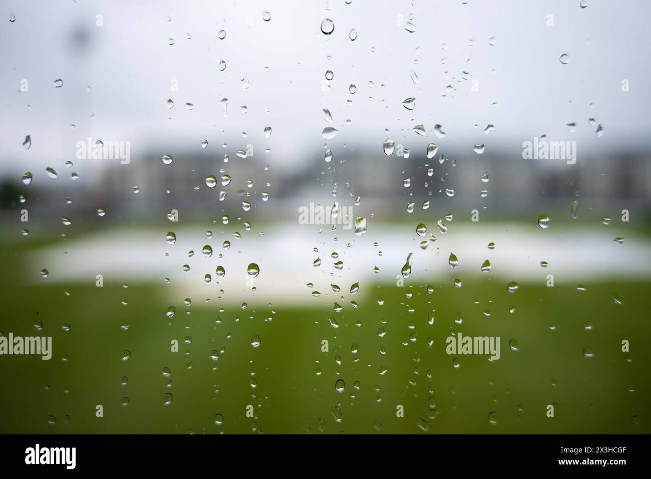 Bristol, UK, 27 April 2024. A general view as the rain falls during the Vitality County Championship Division Two match between Gloucestershire and Middlesex. Credit: Robbie Stephenson/Gloucestershire Cricket/Alamy Live News Stock Photo