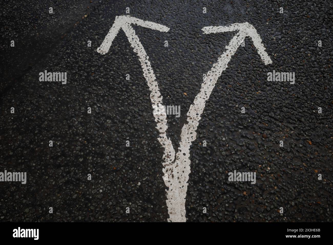 Directional road markings Stock Photo - Alamy