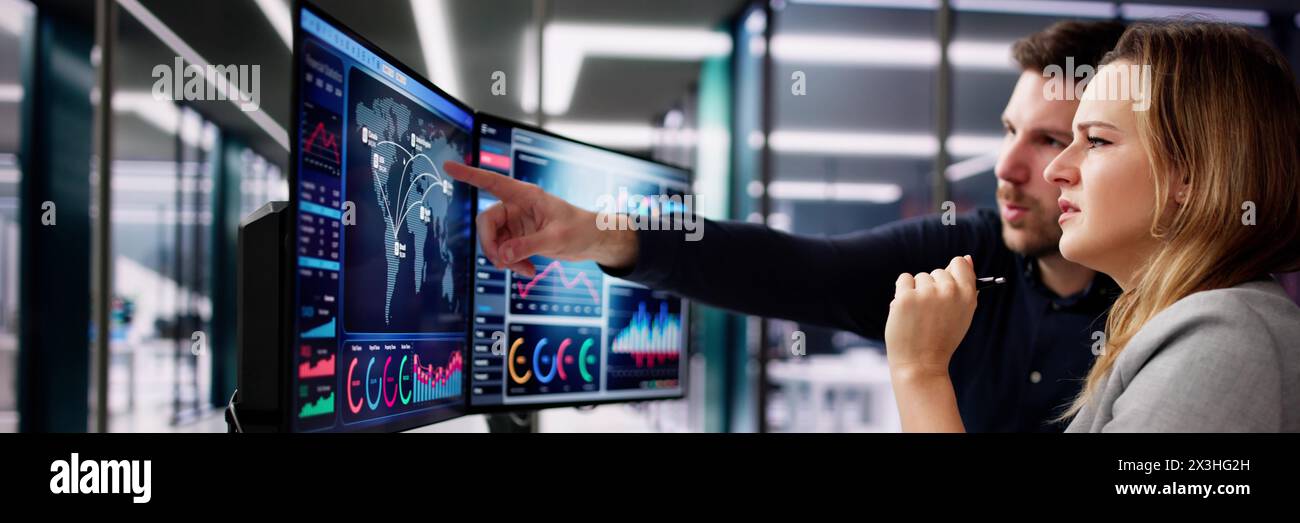 Business analyst using data analytics to track KPI Stock Photo