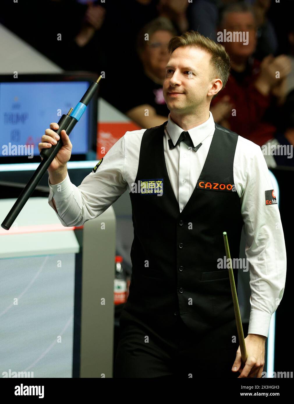 Judd Trump after his match against Tom Ford on day eight of the 2024 Cazoo World Snooker Championship at the Crucible Theatre, Sheffield. Picture date: Saturday April 27, 2024. Stock Photo