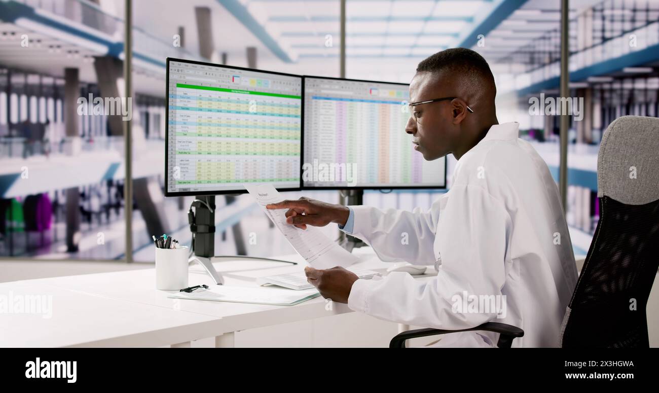 Medical Coding Bill And Billing Codes Spreadsheets Stock Photo