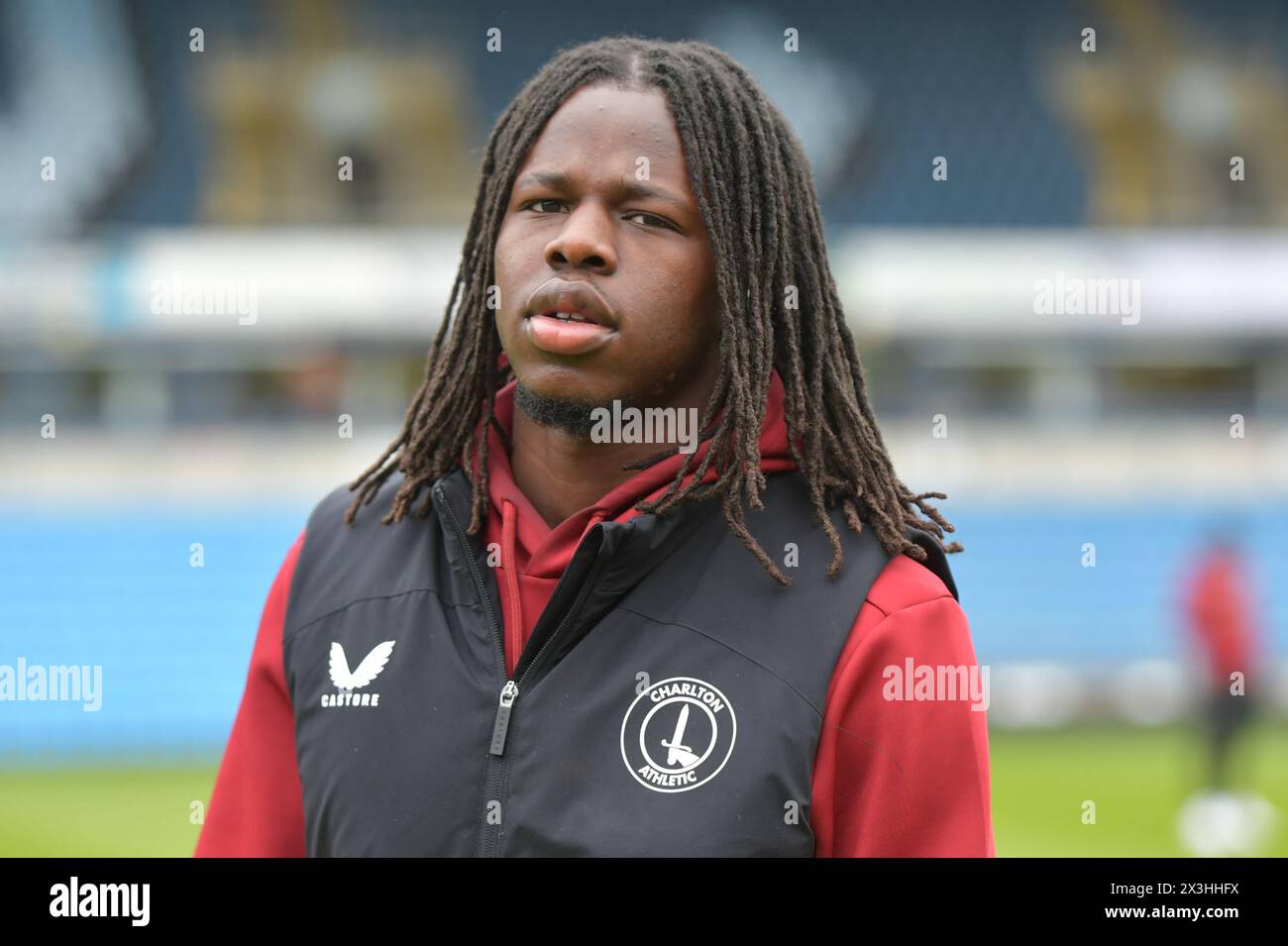 Wycombe, England. 27th Apr 2024. Karoy Anderson of Charlton Athletic before the Sky Bet EFL League One fixture between Wycombe Wanderers and Charlton Athletic. Kyle Andrews/Alamy Live News Stock Photo