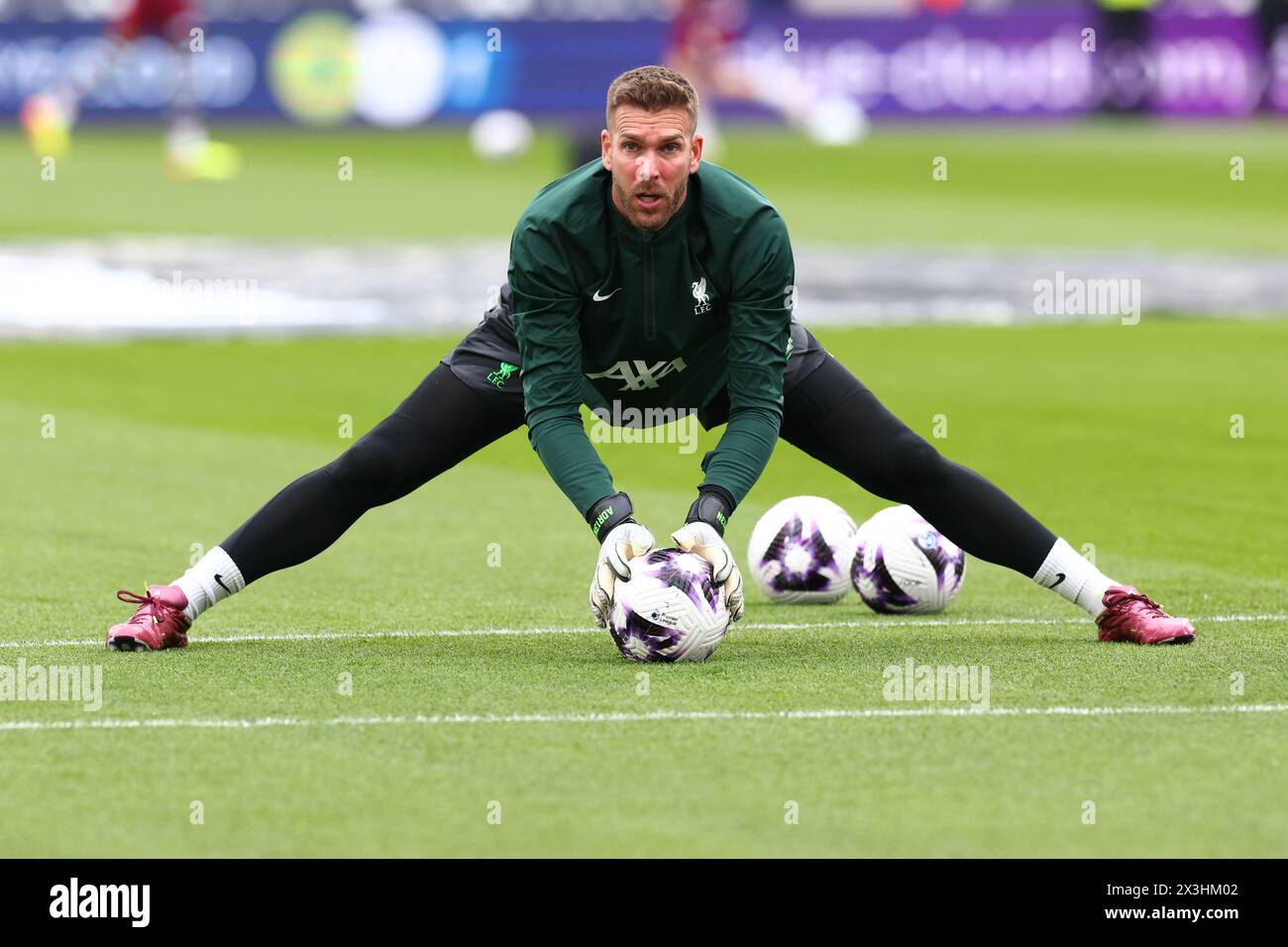 London Stadium, London, UK. 27th Apr, 2024. Premier League Football, West Ham United versus Liverpool; Adrian of Liverpool during the warm up Credit: Action Plus Sports/Alamy Live News Stock Photo