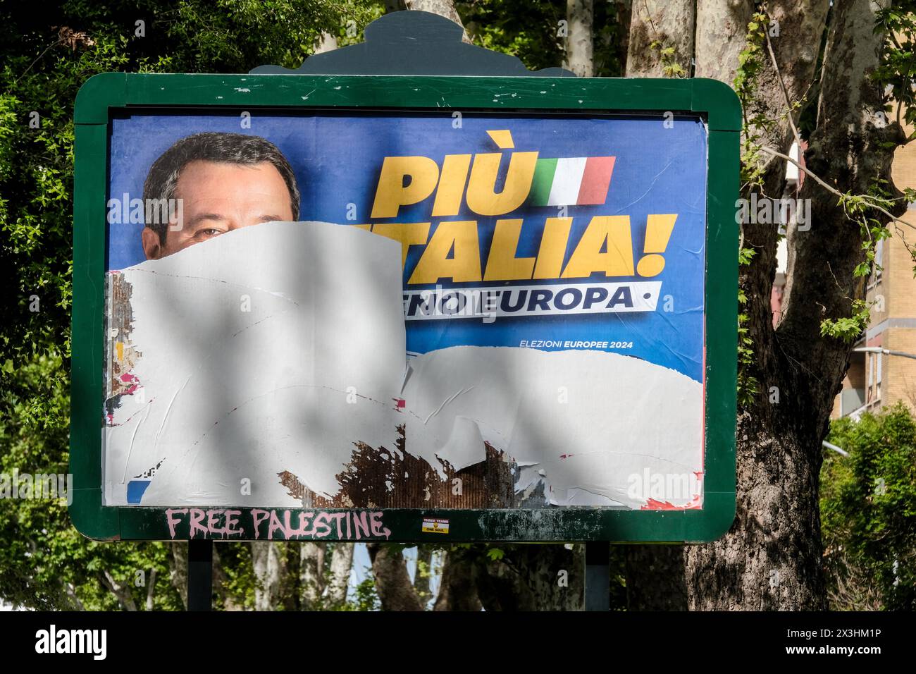 Roma, Italia. 27th Apr, 2024. Manifesti elettorali di Lega - Matteo Salvini per le prossime elezioni europee affissi a Roma, Sabato, 27 Aprile 2024 (foto Mauro Scrobogna/LaPresse) Electoral posters by Lega - Matteo Salvini for the next European elections postedin Rome, Saturday, April 27 2024 (Photo by Mauro Scrobogna/LaPresse) Credit: LaPresse/Alamy Live News Stock Photo