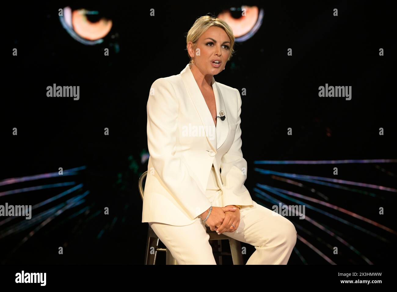 Rome, Italy. 26th Apr, 2024. Francesca Pascale attends the fifth episode of Rai tv program 'Belve' at Fabrizio Frizzi Studios. Credit: SOPA Images Limited/Alamy Live News Stock Photo