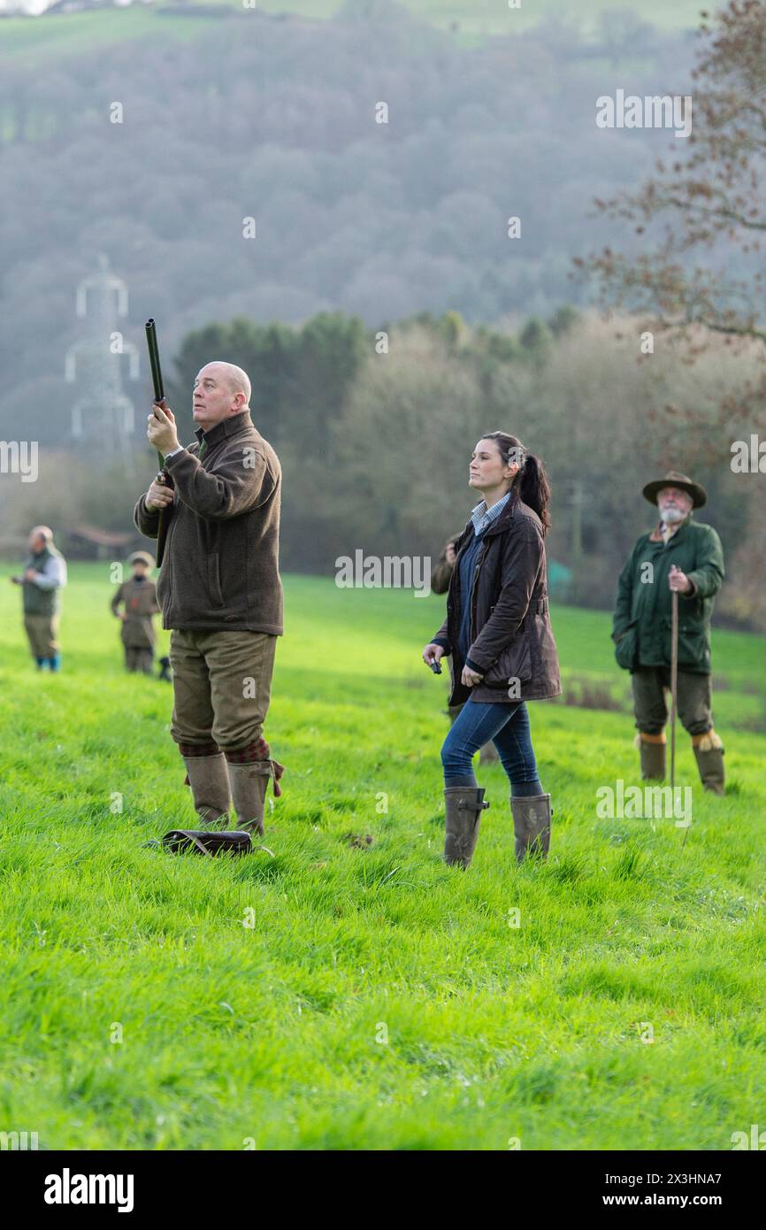 shooting party on a pheasant shoot Stock Photo