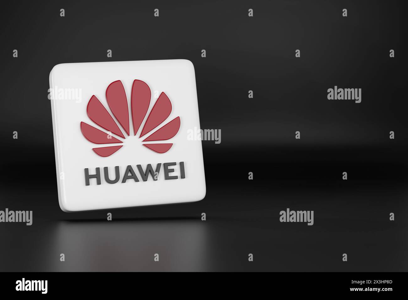 Buenos Aires, Argentina; April 5th 2024: Huawei logo in three dimensions with copy space. 3d illustration. Stock Photo