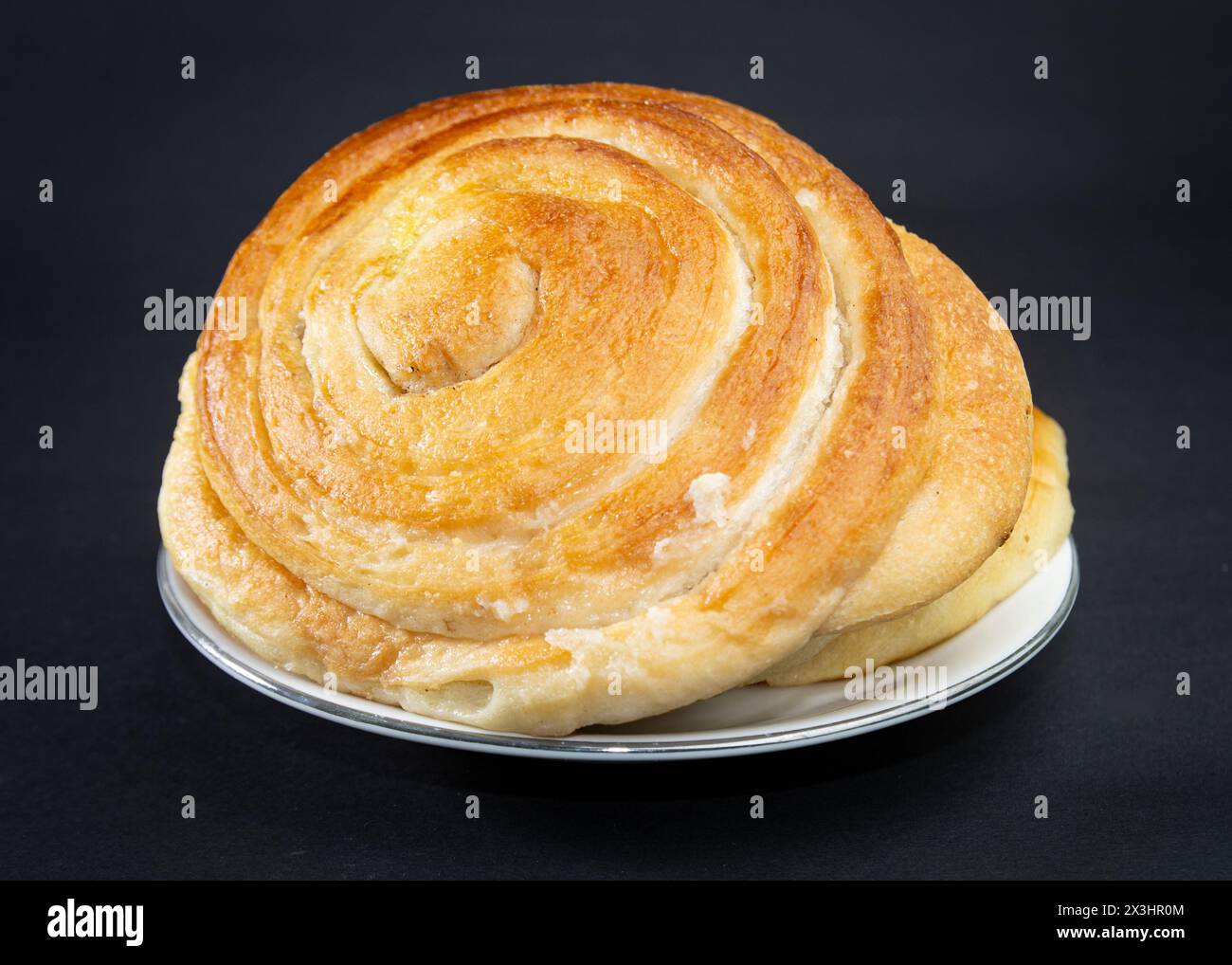 Danish pastry on black background, Stock Photo