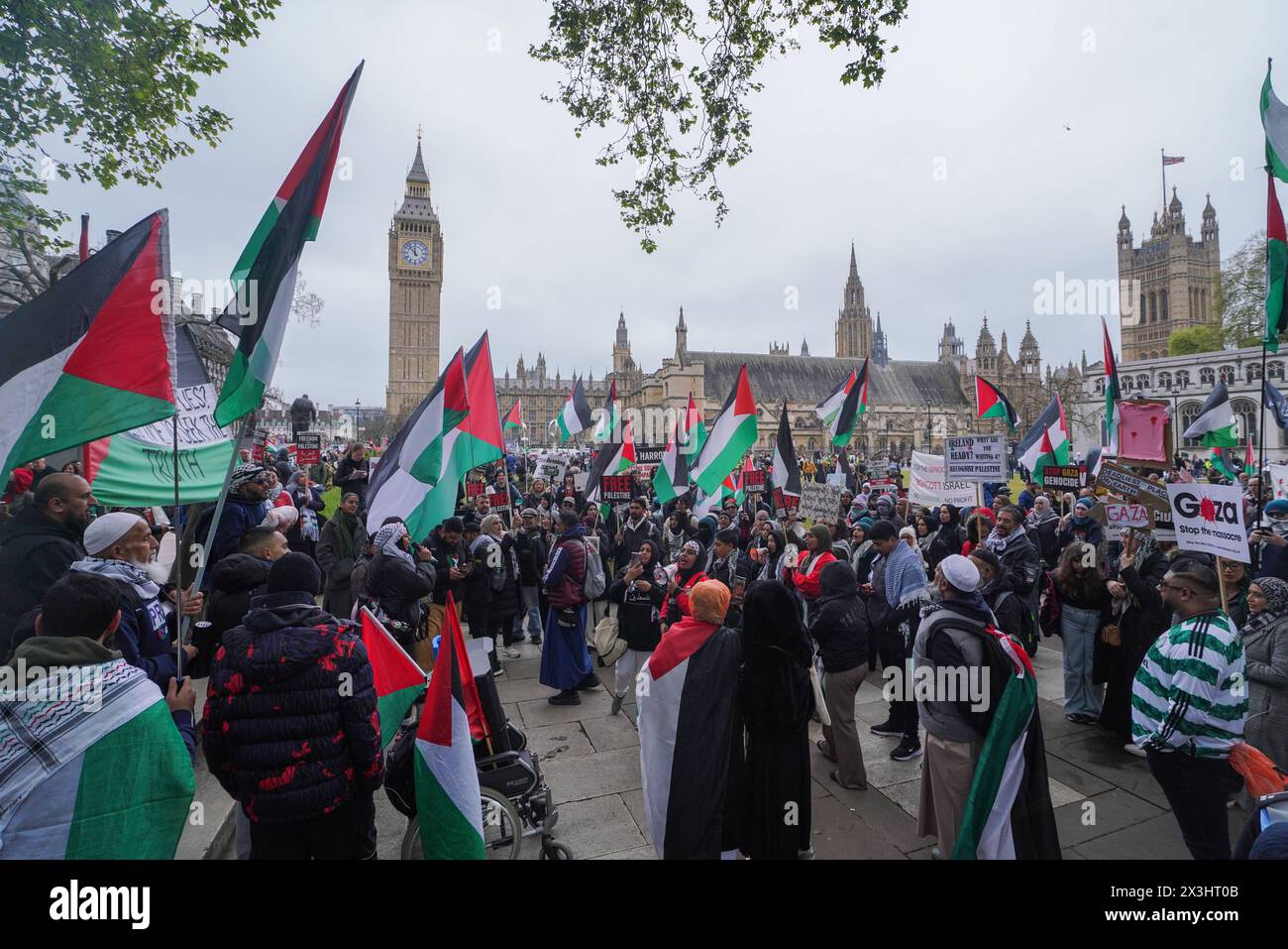 London Uk 27 April 2024 Protesters Wave Flags And Unfurl A Large Banner In Parliament Square 4225