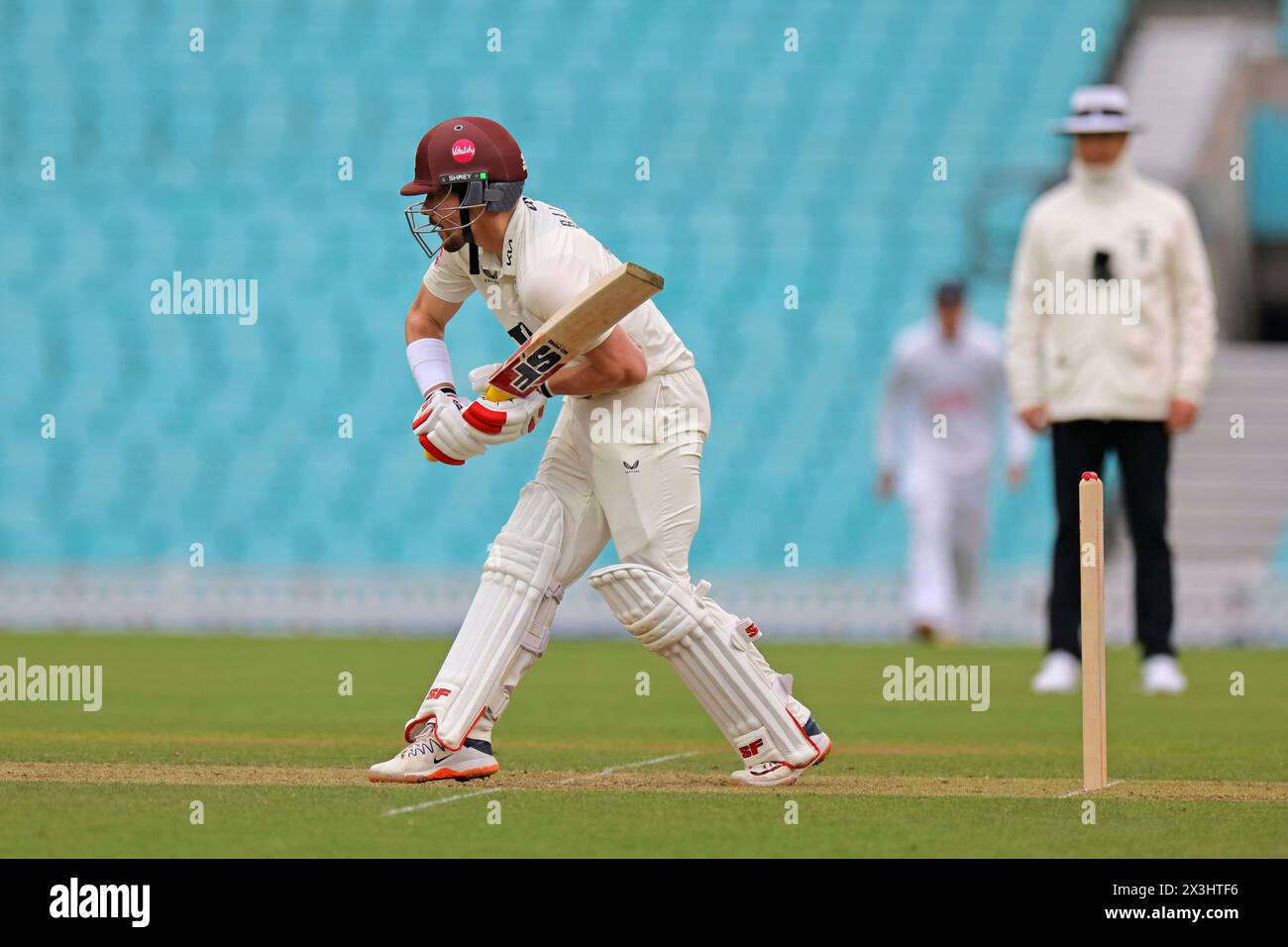 London. 27th Apr 2024. Rory Burns (17 Surrey Captain) in action during the second day of the County Championship Division One match between Surrey and Hampshire at the Kia Oval. Credit: Matthew Starling / Alamy Live News Stock Photo