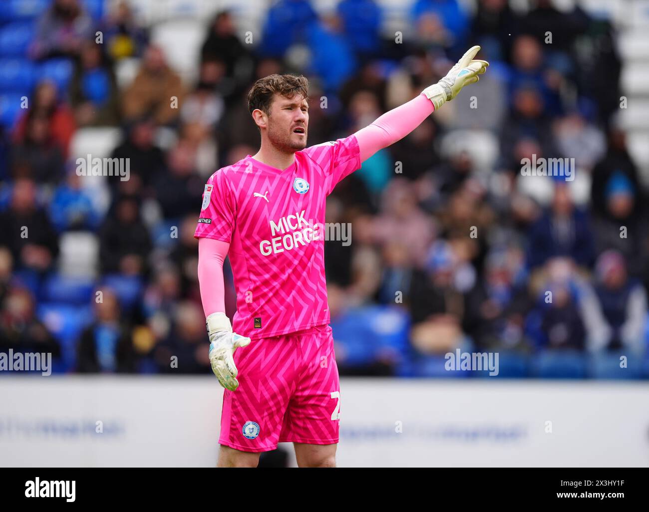 Peterborough United's Jed Steer during the Sky Bet League One match at the Weston Homes Stadium, Peterborough. Picture date: Saturday April 27, 2024. Stock Photo