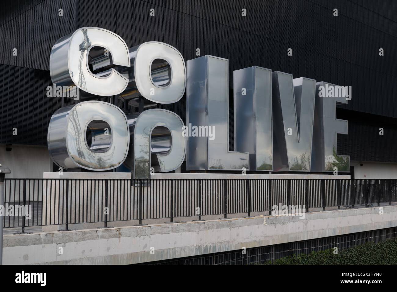 Co-op live arena at the Etihad Campus, Manchester UK. Sign. Stock Photo