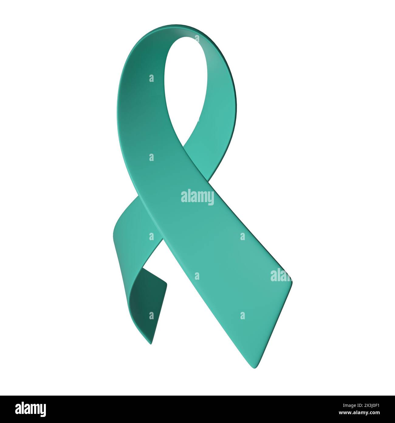 3d teal ribbon icon illustration. Awareness for cervical Ovarian Cancer ...