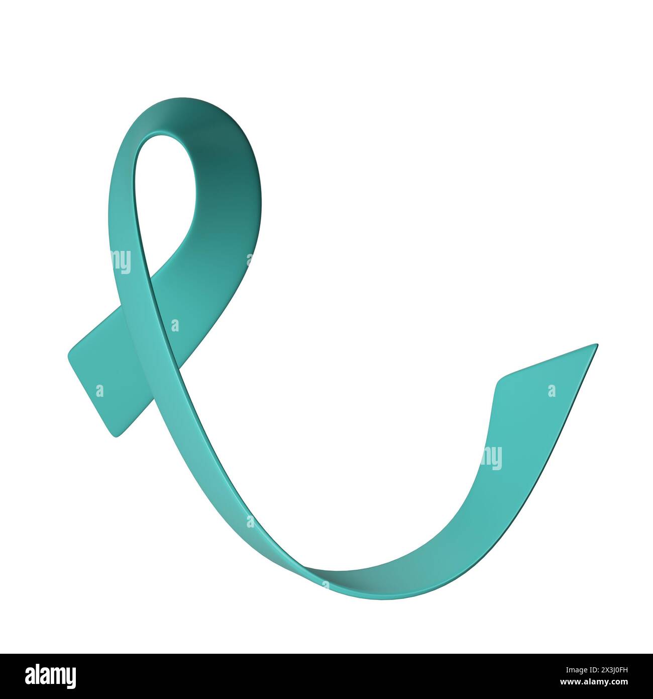 3d teal ribbon icon illustration. Awareness for cervical Ovarian Cancer ...