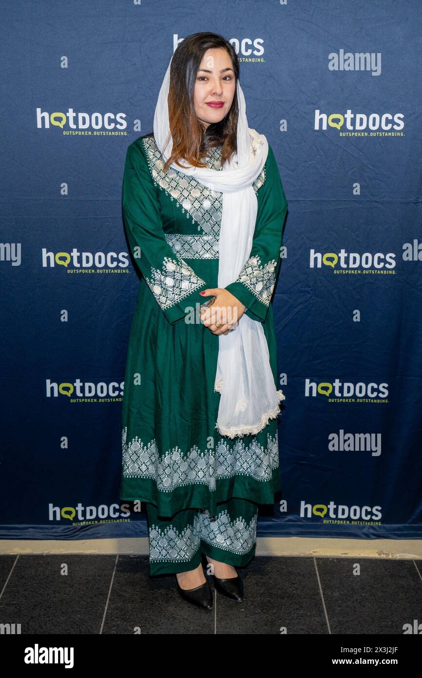 Toronto, Canada. 26th Apr, 2024. Nilofar Moradi attends 'An Unfinished Journey' Hot Docs Film Festival premiere. Forced to flee their country after the Taliban take-over in 2021 four Afghan women leaders struggle to keep the world's attention on the unfolding crisis in Afghanistan while coming to terms with what it means to have their power usurped and two decades of progress dismantled. Credit: SOPA Images Limited/Alamy Live News Stock Photo