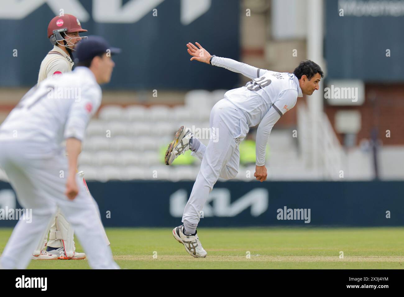 London. 27th Apr 2024. Muhammad Abbas (38 Hampshire) in action during ...