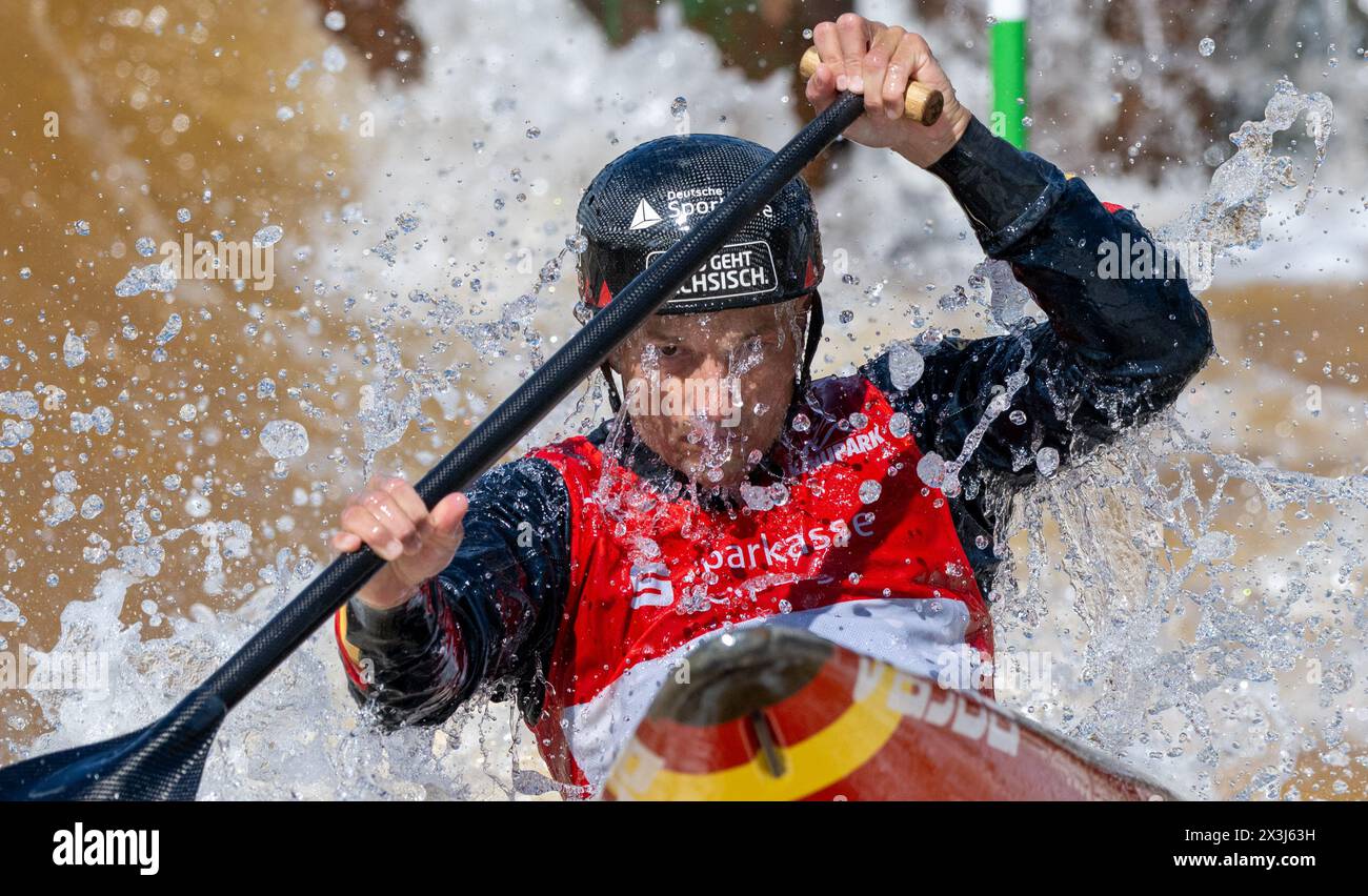 27 April 2024, Saxony, Markkleeberg Canoeing German Olympic