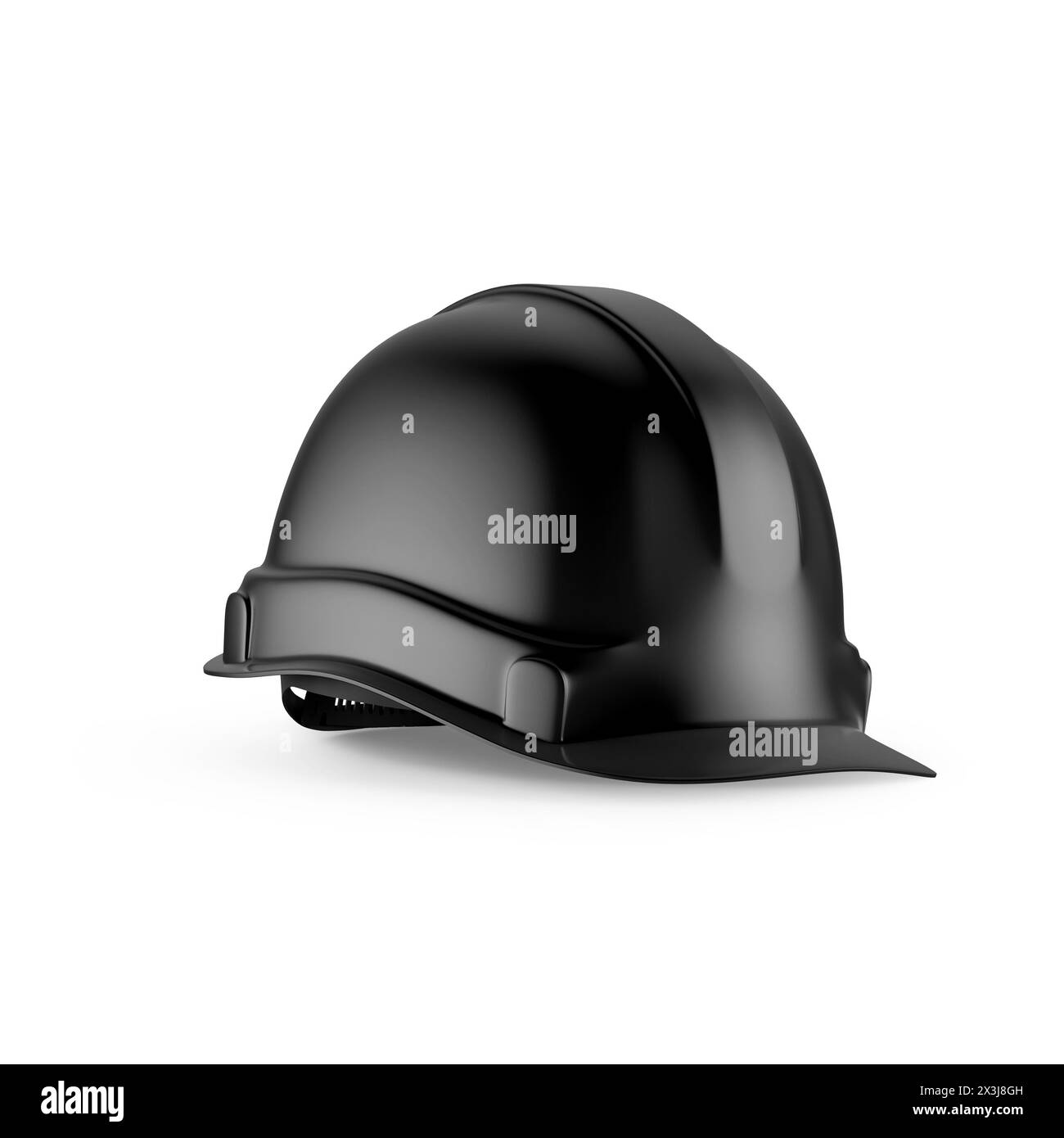 Black Hard Hat Mockup Isolated on White Background 3D Rendering Stock Photo