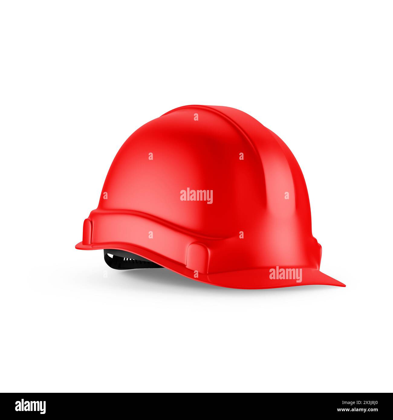Red Hard Hat Mockup Isolated on White Background 3D Rendering Stock Photo