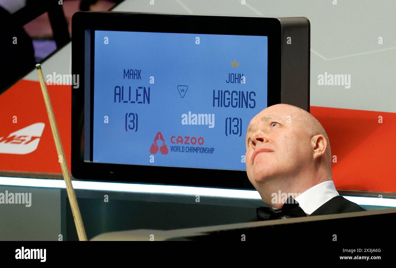 John Higgins on day eight of the 2024 Cazoo World Snooker Championship at the Crucible Theatre, Sheffield. Picture date: Saturday April 27, 2024. Stock Photo