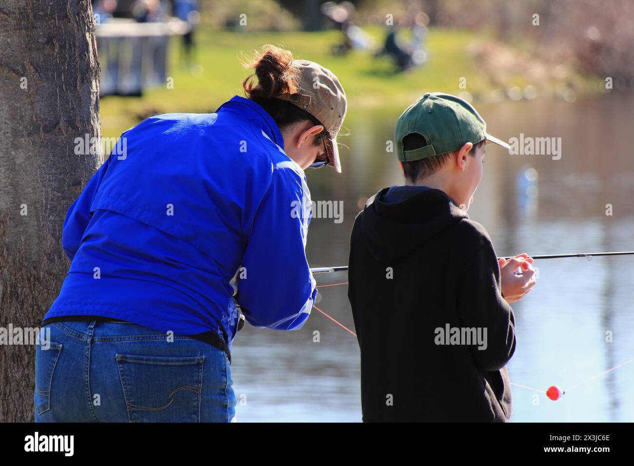 Kids fishing clinic in west bend Wisconsin - April 2023 Stock Photo