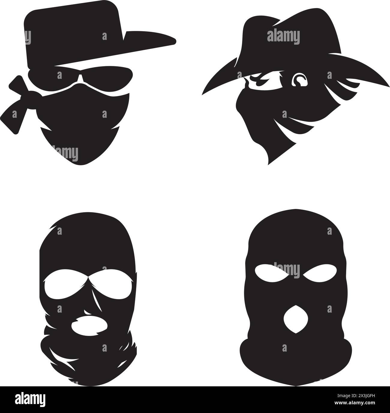 Criminal mask and Bandit icon, logo vector design illustration Stock Vector