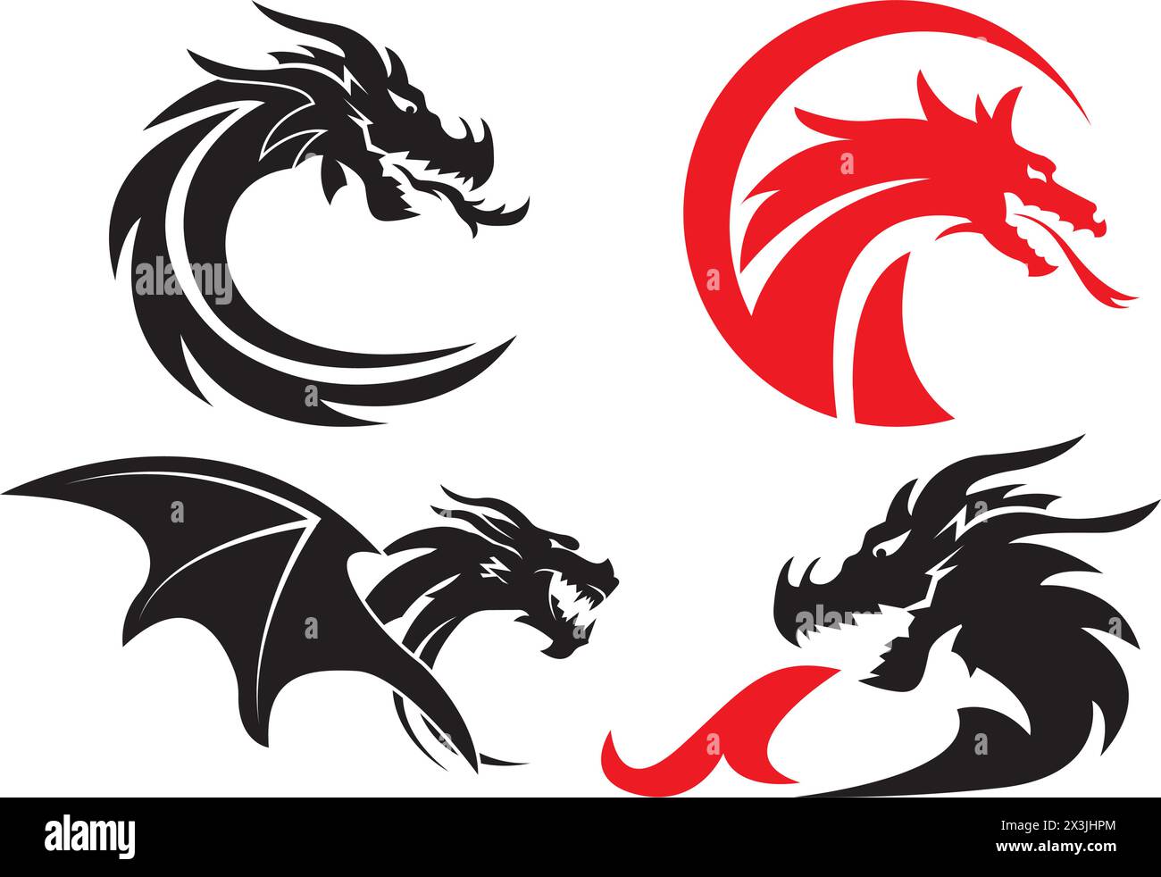 Dragon head icon logo, vector design illustration Stock Vector