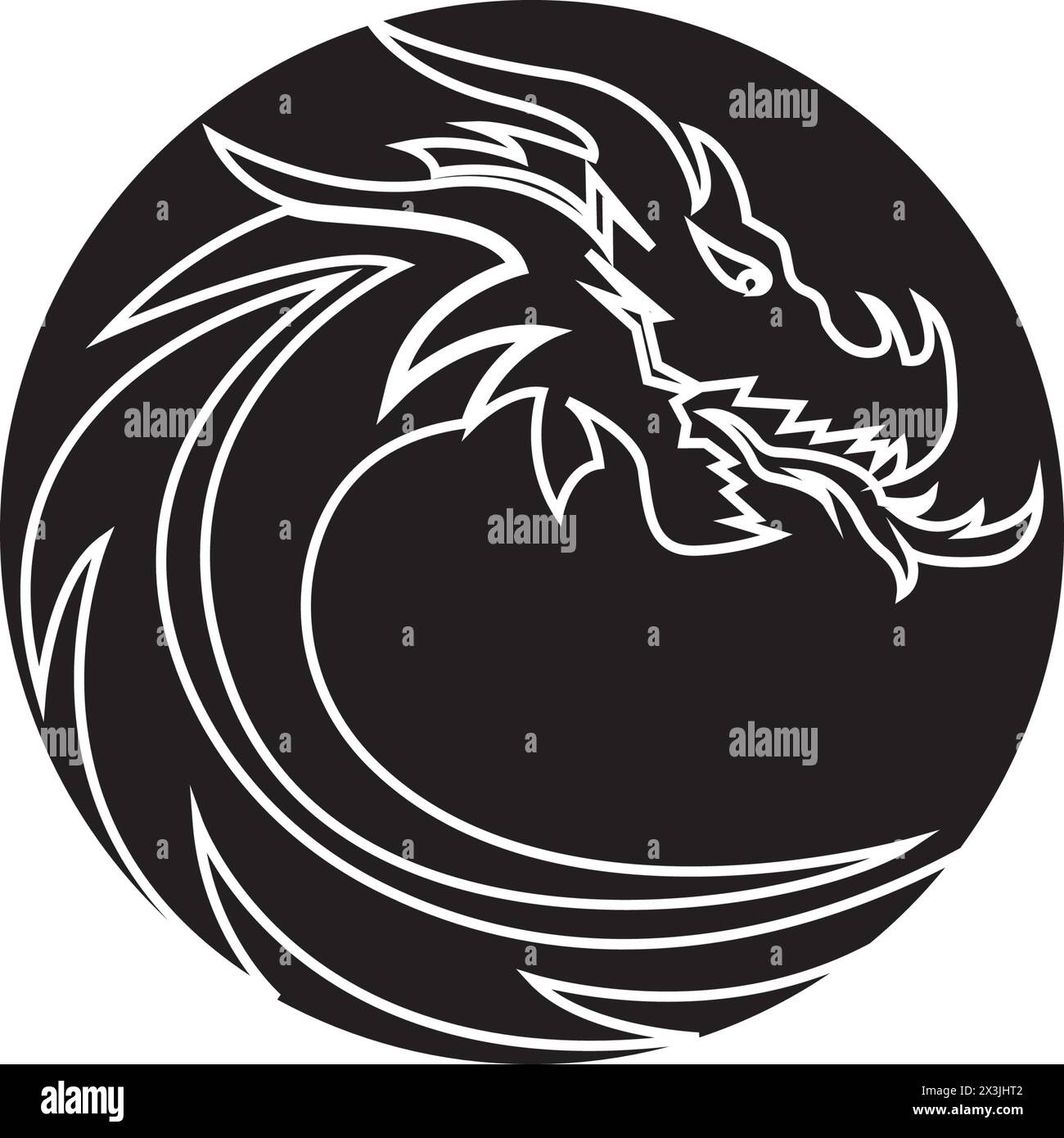 Dragon head icon logo, vector design illustration Stock Vector