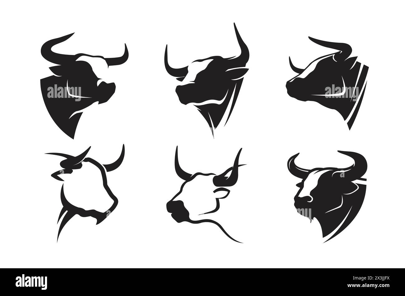 creative buffalo cow ox bull head collection logo vector design ...