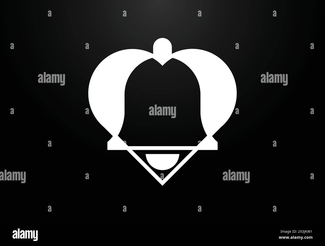 Creative love bell logo design template, Heart with love logo Stock Vector