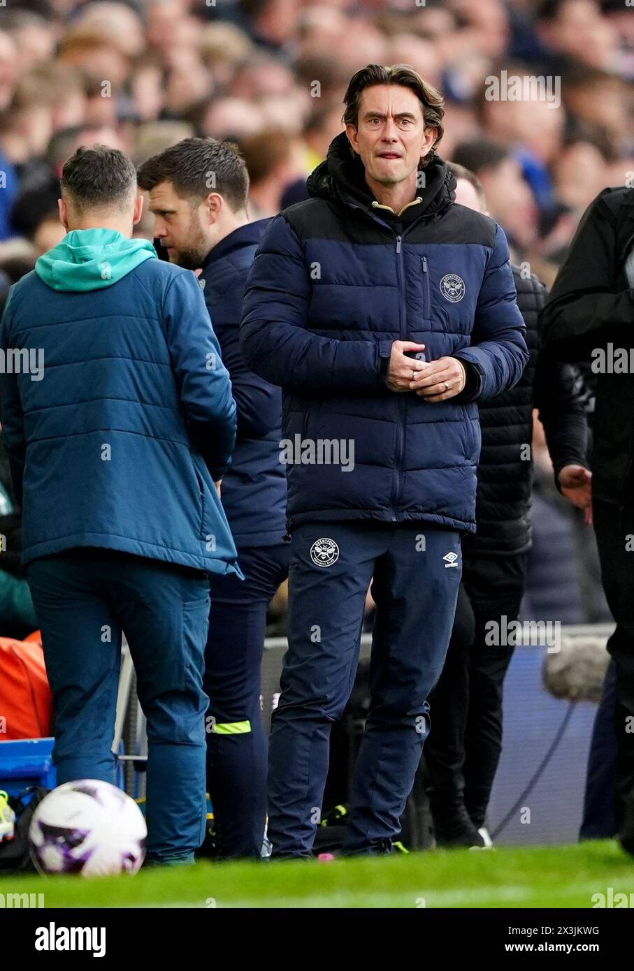 Brentford manager Thomas Frank before the Premier League match at Goodison Park, Liverpool. Picture date: Saturday April 27, 2024. Stock Photo