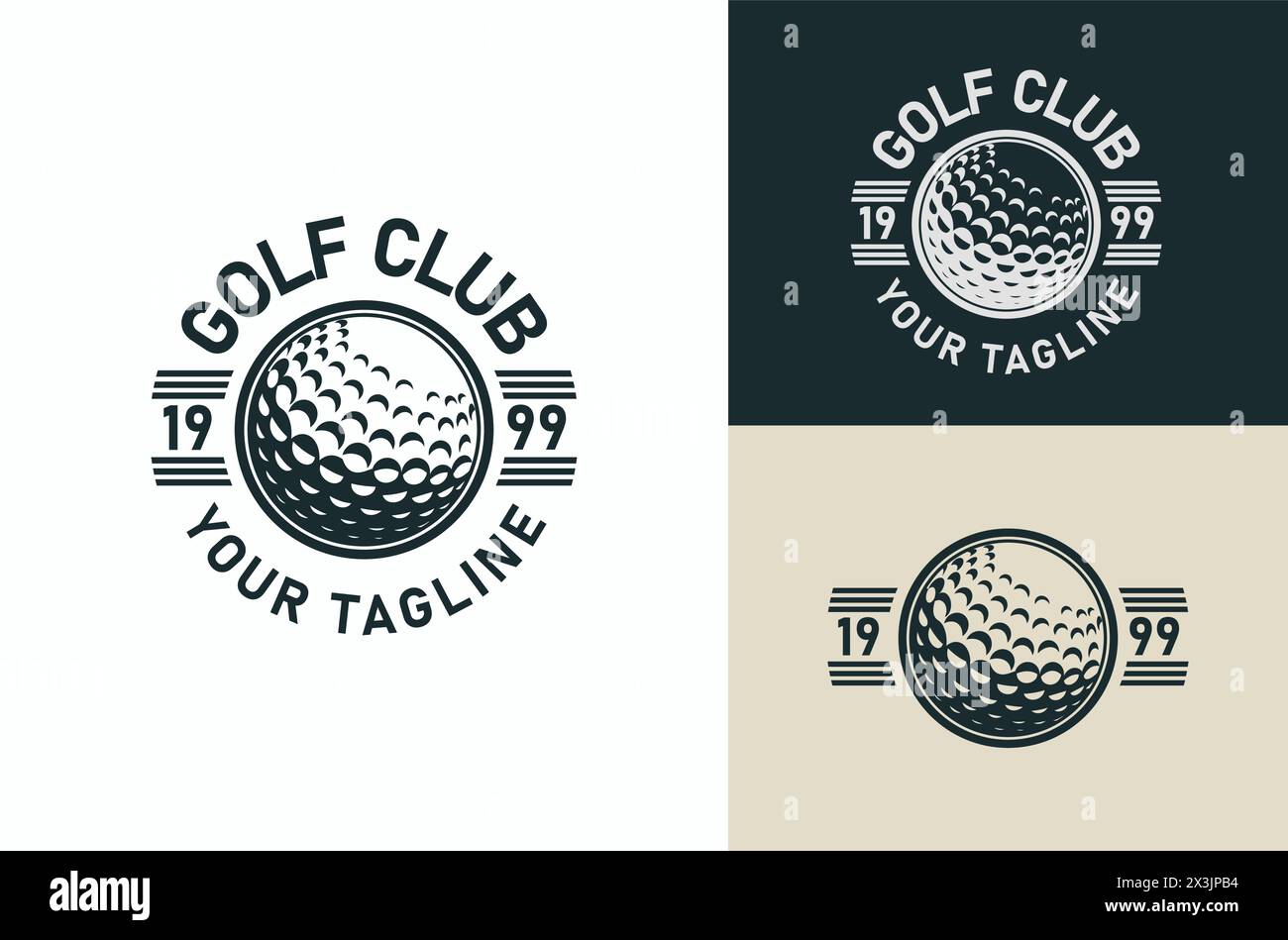 Retro Vintage Illustration of Professional Golf Club and ball. vector, symbol, icon, template Stock Vector