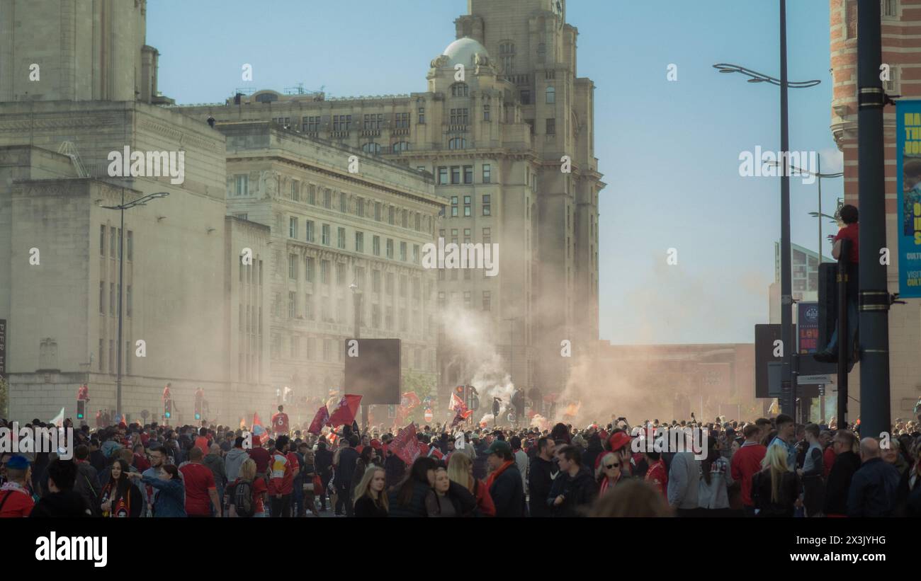 Celebrating another victorious moment with the incredible Liverpool football team. Stock Photo