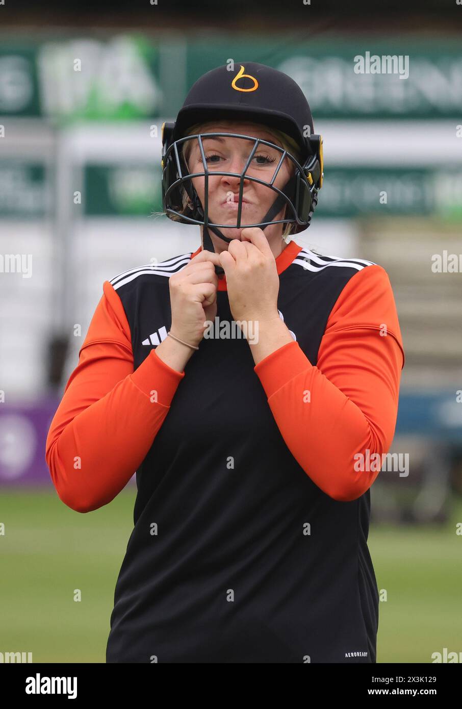 Chelmsford, UK. 27th Apr, 2024. Sarah Glenn of The Blaze during RACHAEL HEYHOE FLINT TROPHY match between Sunrisers against The Blaze at The Cloud County Ground, Chelmsford on 27th April, 2024 Credit: Action Foto Sport/Alamy Live News Stock Photo