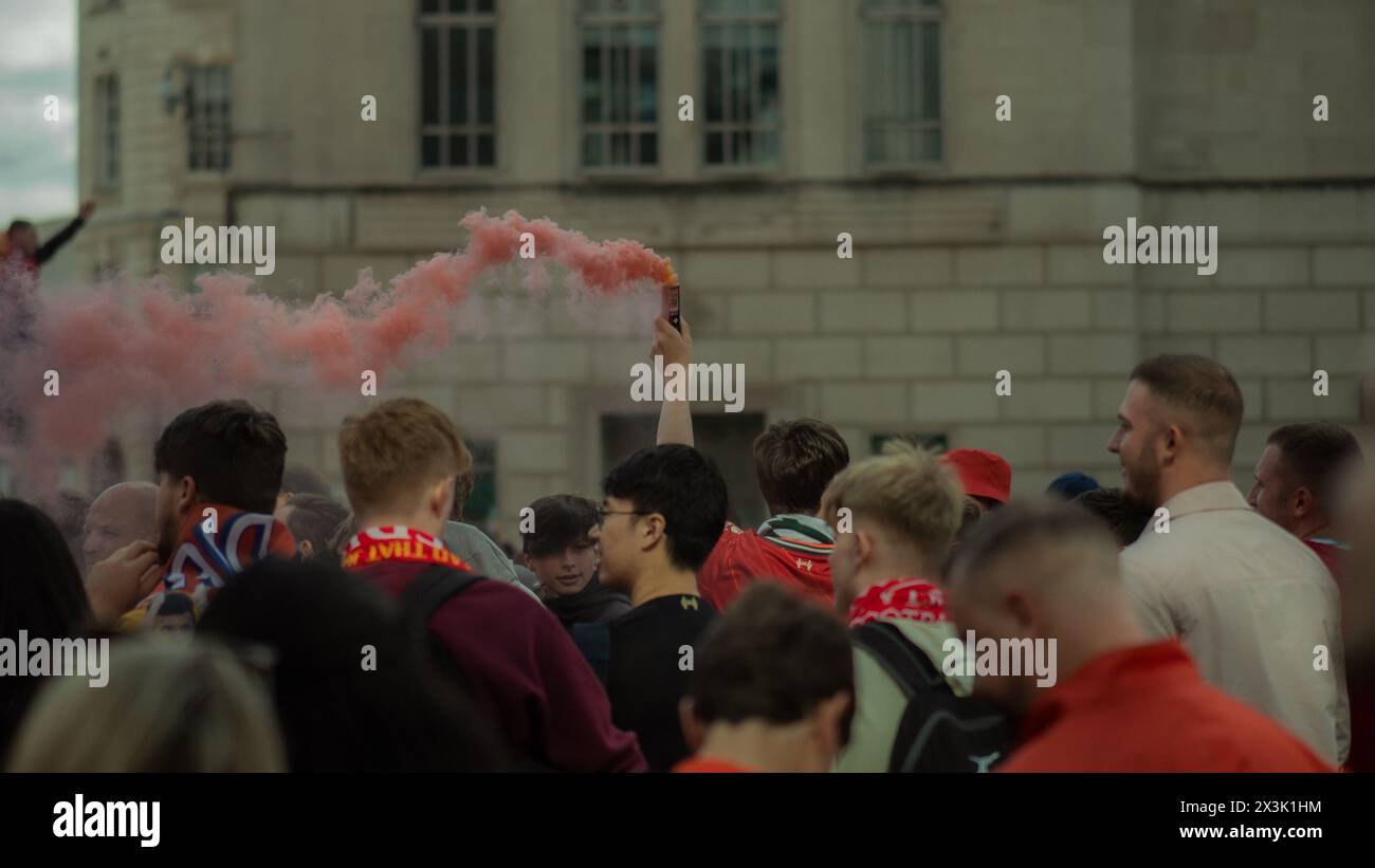 Celebrating another victorious moment with the incredible Liverpool football team. Stock Photo