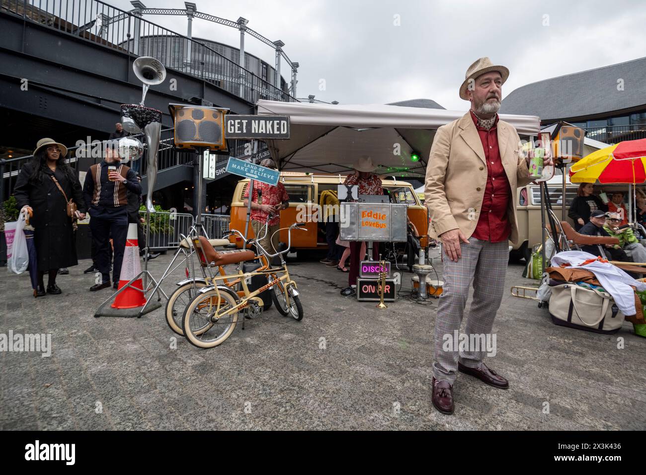 London, UK. 27 April 2024. People dance to sixties and seventies music ...